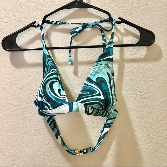 Xhilaration Other - Xhilaration Teal Aqua Marbled Swirl Triangle Bikini Top